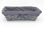 Corbeille rectangulaire en osier gris habille de tissu( 33x23x9cm)